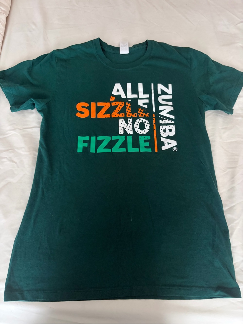 Zumba Fitness Green Tank Top with Orange and White Graphic